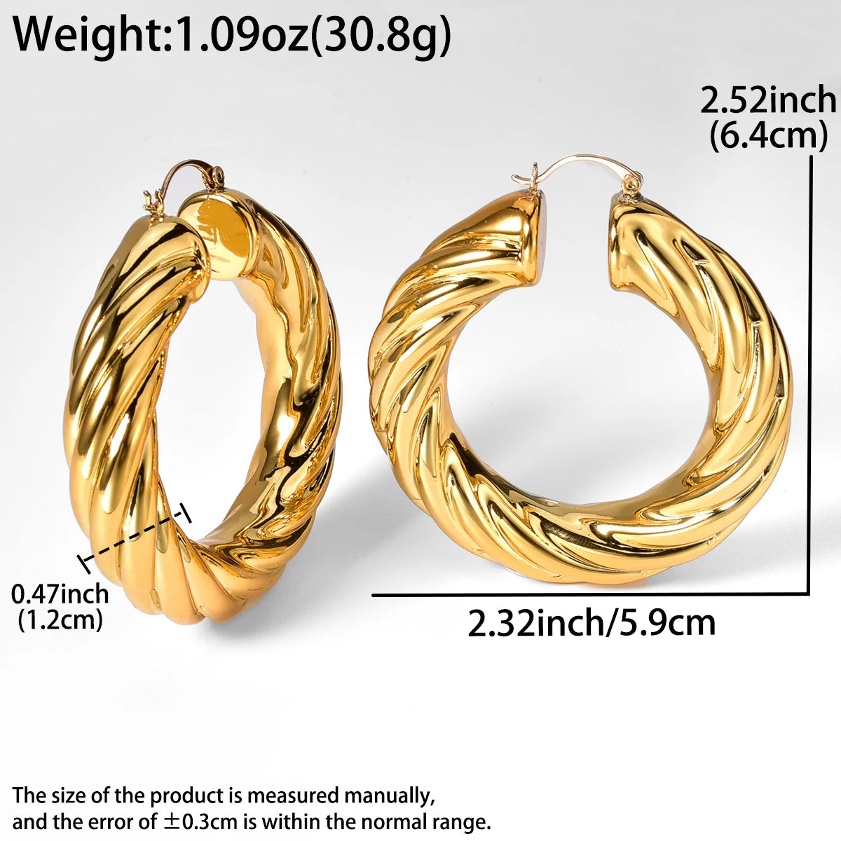 Large Gold Plated Statement Hoop Earrings Jewelry