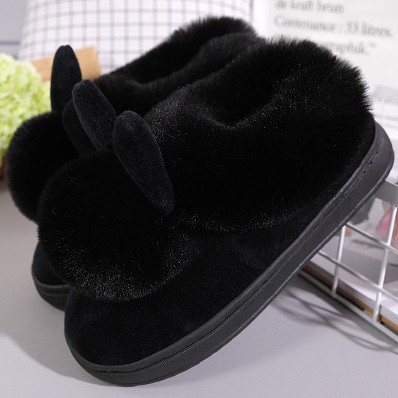 FONGIMIC Slippers For Women Winter Warm Cotton Slippers Ladies Winter Velvet Home Floor Thick Bottom Cartoon House leisure Shoes