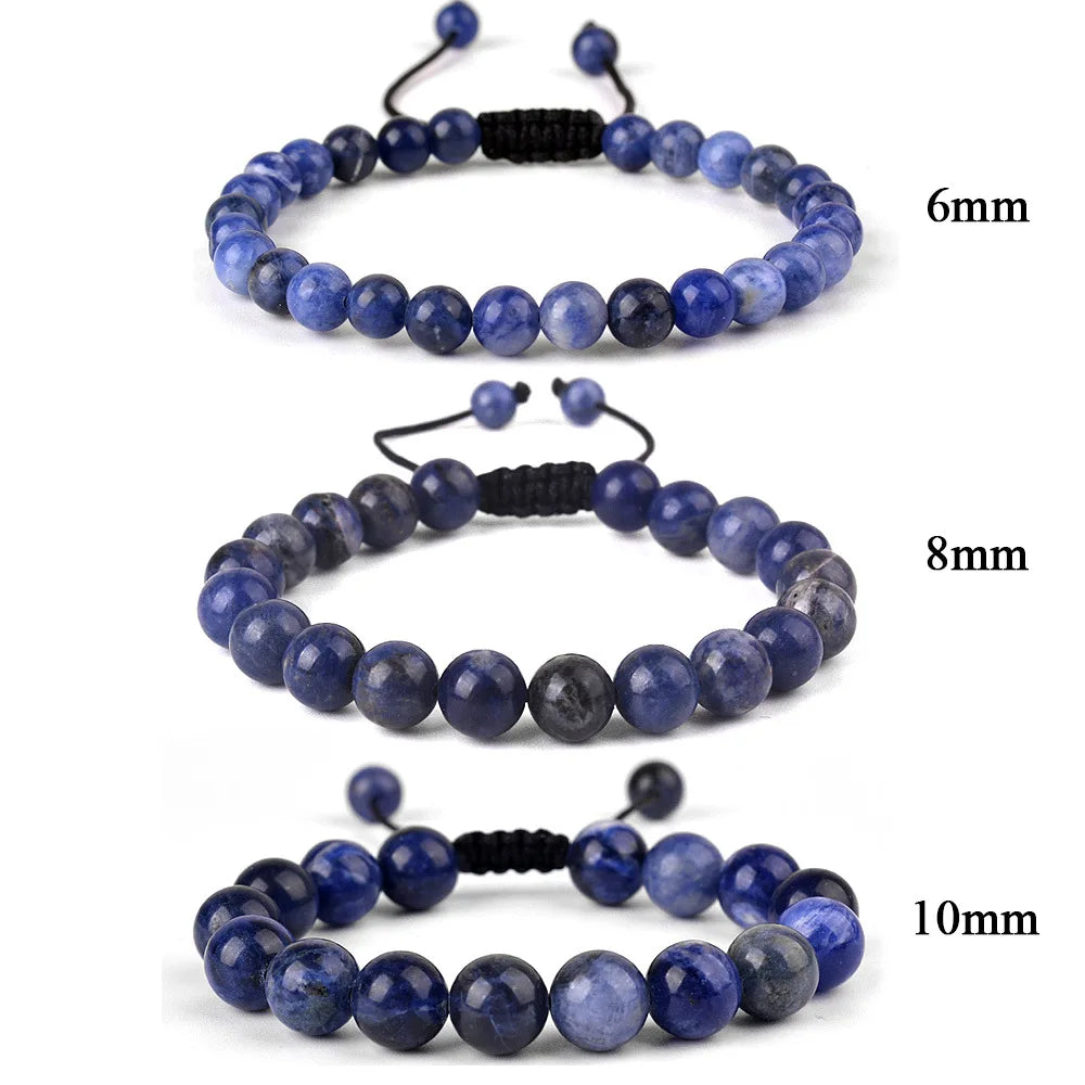 Natural Stone Beaded Bracelet — Tiger Eye, Agate & Lava