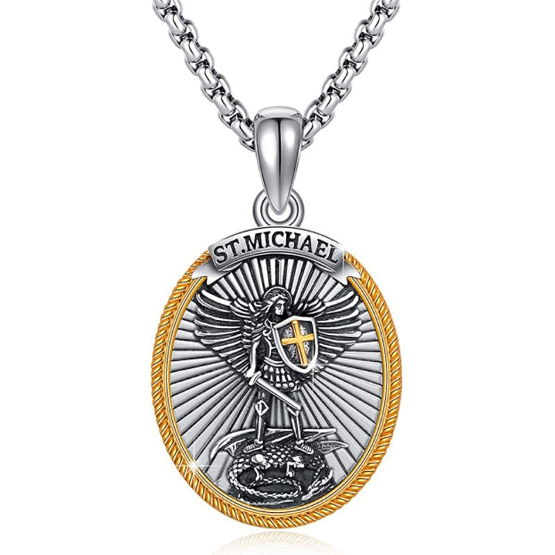 Catholic Patron Saint Pendant Michael St. Michael The Archangel Pendant Necklace Dropshipping In Stock