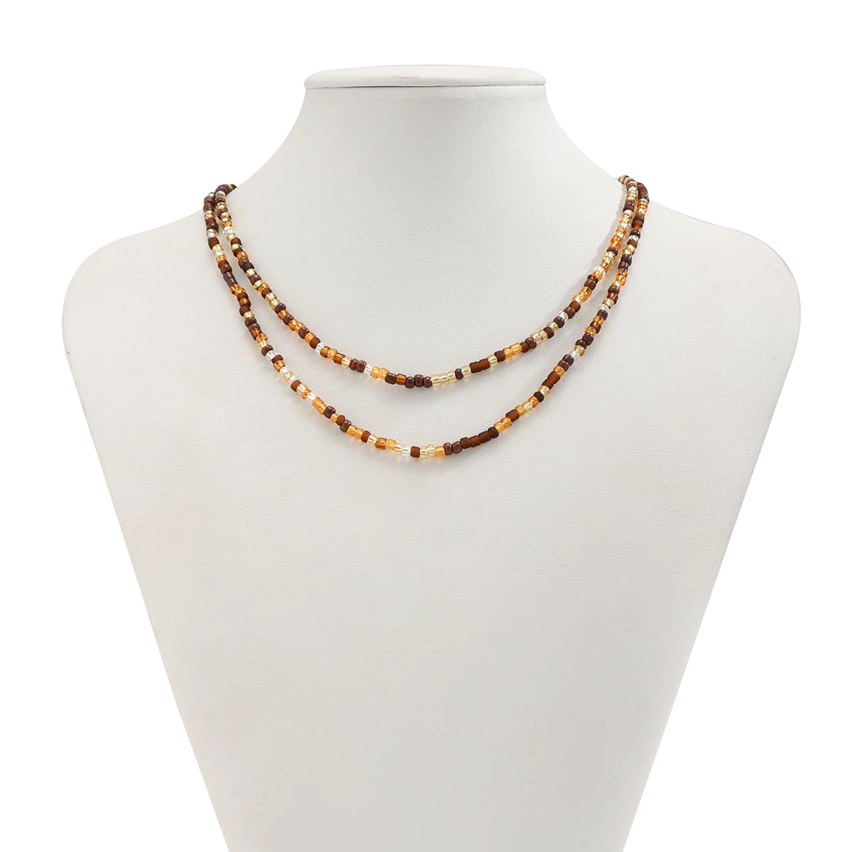 Acrylic Seed Bead Double Layer Choker Necklace Jewelry