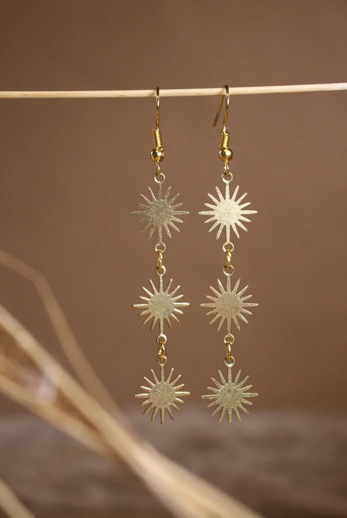 Gold Sun Celestial Boho Earrings Jewelry