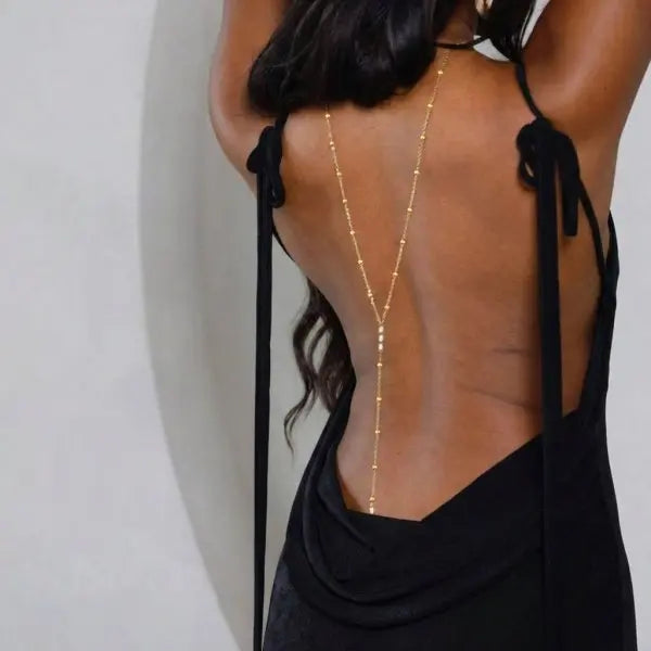 Gold Starfish, Shell and Pearl Backdrop Body Chain