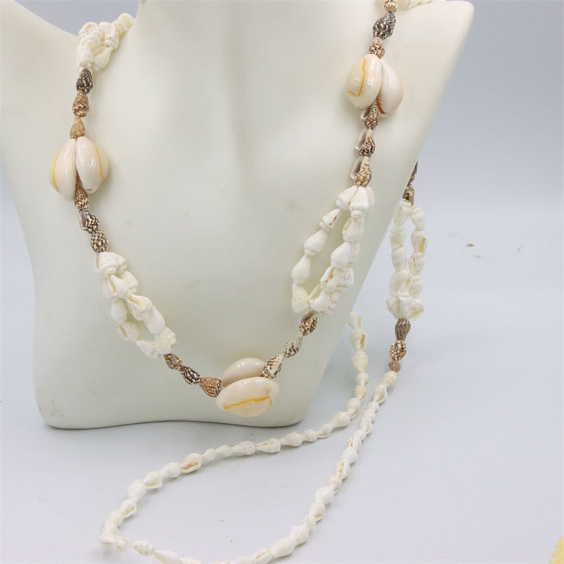 Trendy Fashion Jewelry Natural Sea Snail Shape Shell Beads Making Long Necklace Sweater Design For Women Party Gift Accessories
