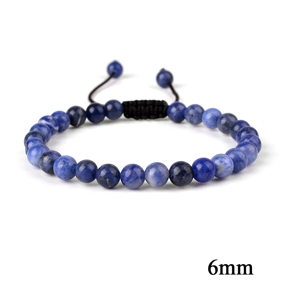 Natural Stone Beaded Bracelet — Tiger Eye, Agate & Lava
