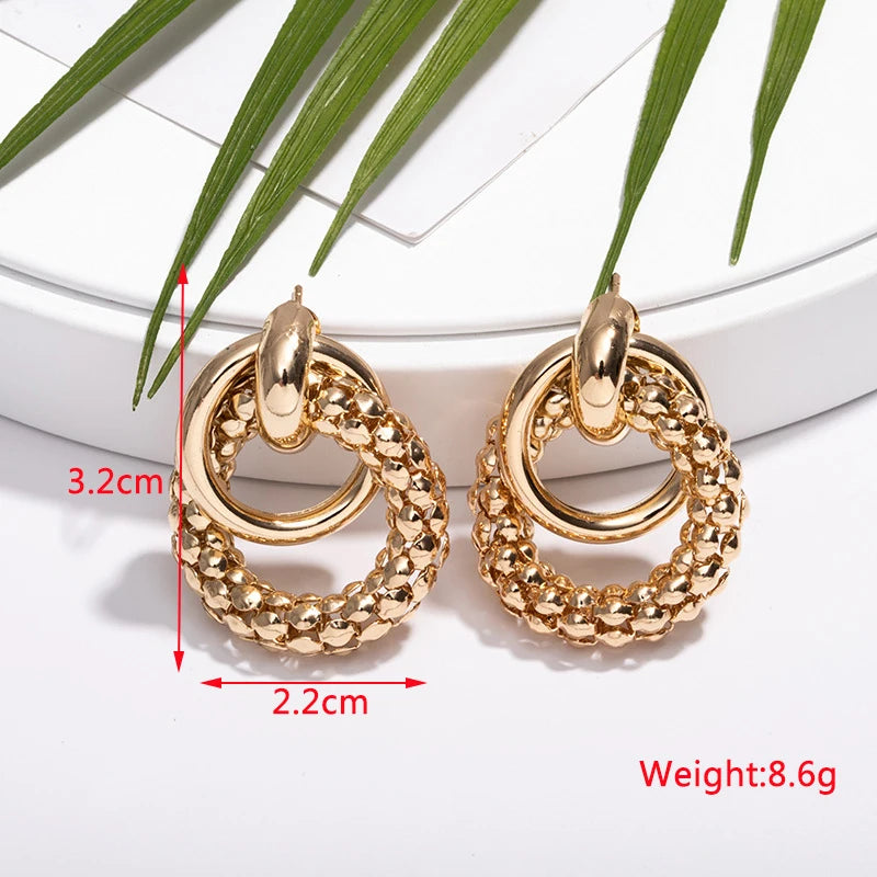 Twisted Gold Metal Geometric Dangle Earrings Jewelry