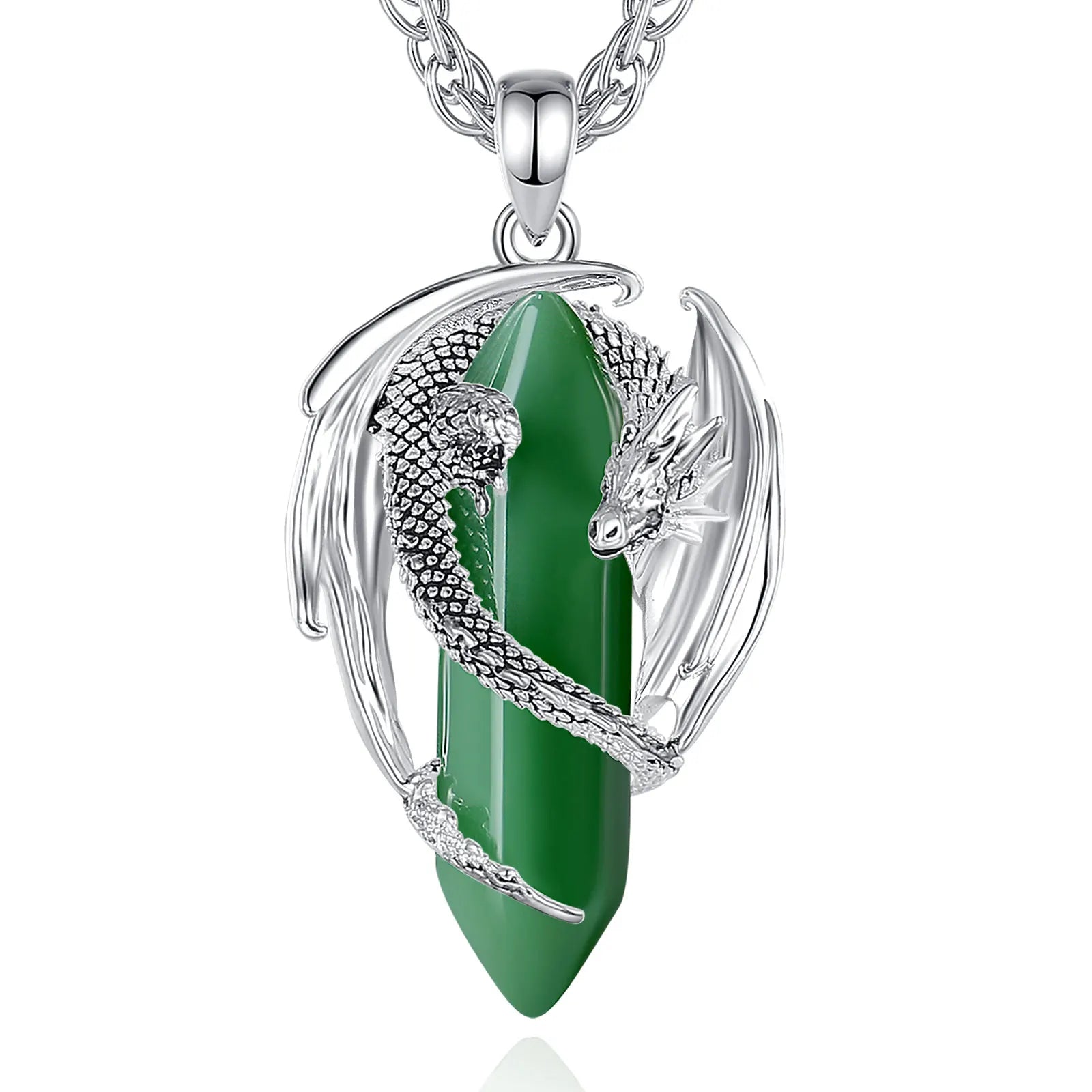 Dragon Natural Stone Hexagonal Prism Necklace