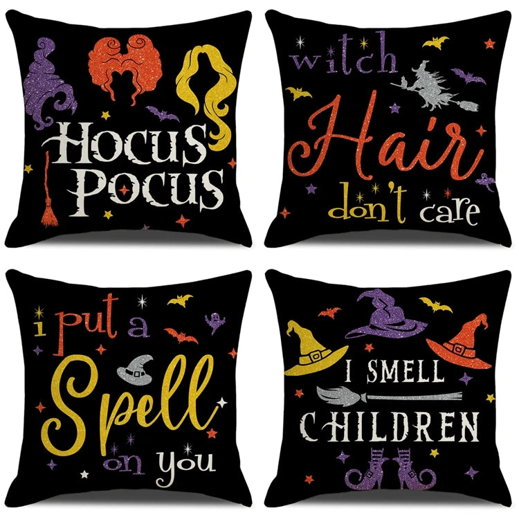 2024 Halloween Cushion Cover Halloween Decoration for Home Ghost Pumpkin Bat Pillowcase Horror Trick Or Treat Party Supplies - Charlie Dolly