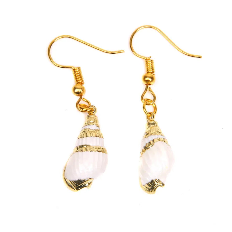 Natural Shell Scallop Drop Earrings Jewelry