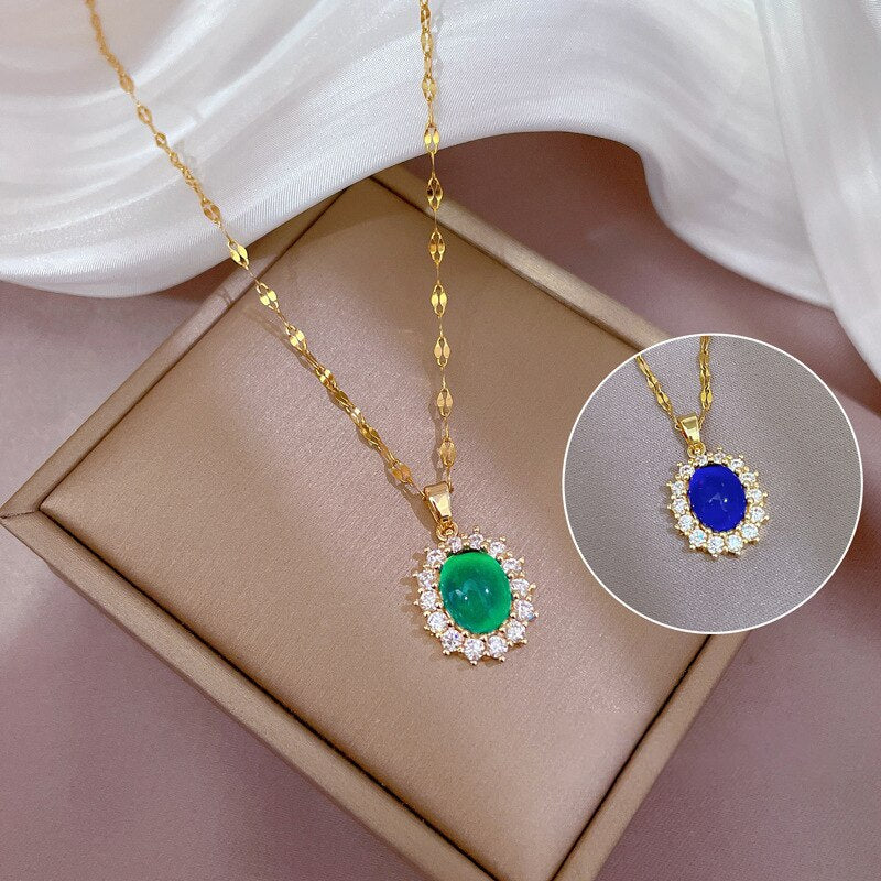 G&D Feeling Mood Sensitive Color Changing Sun Flower Pendant Necklace Gold Color Stainless Steel Necklaces Gift Jewelry