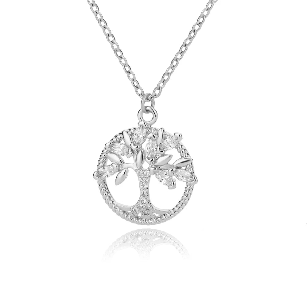 Tree of Life Pendant Necklace, Stainless Steel Long Chain Sacred Geometry Talisman