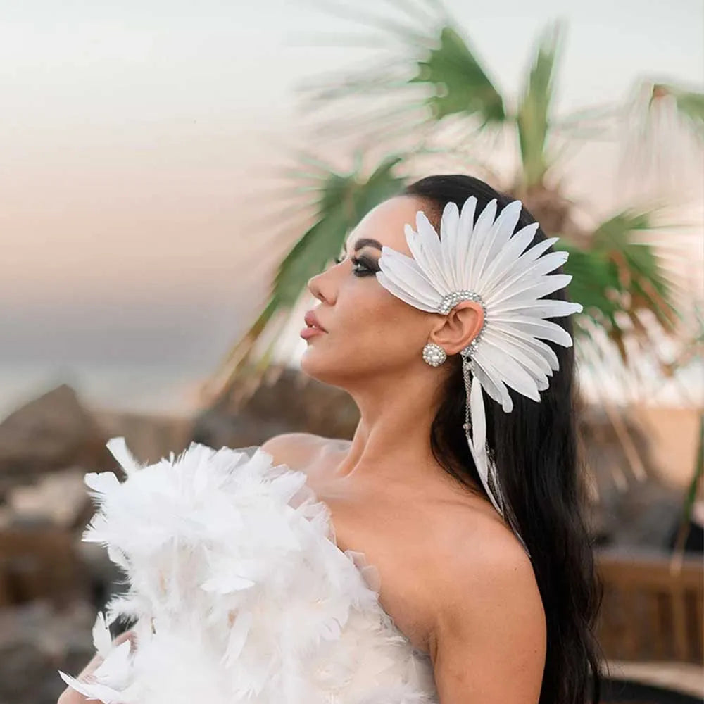 Rhinestone Feather Boho Drop Earrings Jewelry
