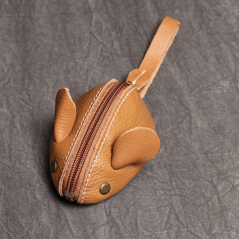 Genuine Leather Coin Purse Creative Cute Mouse Storage Bag Trend Zipper Pocket Men Women Portable Wallets Children's Key Bags