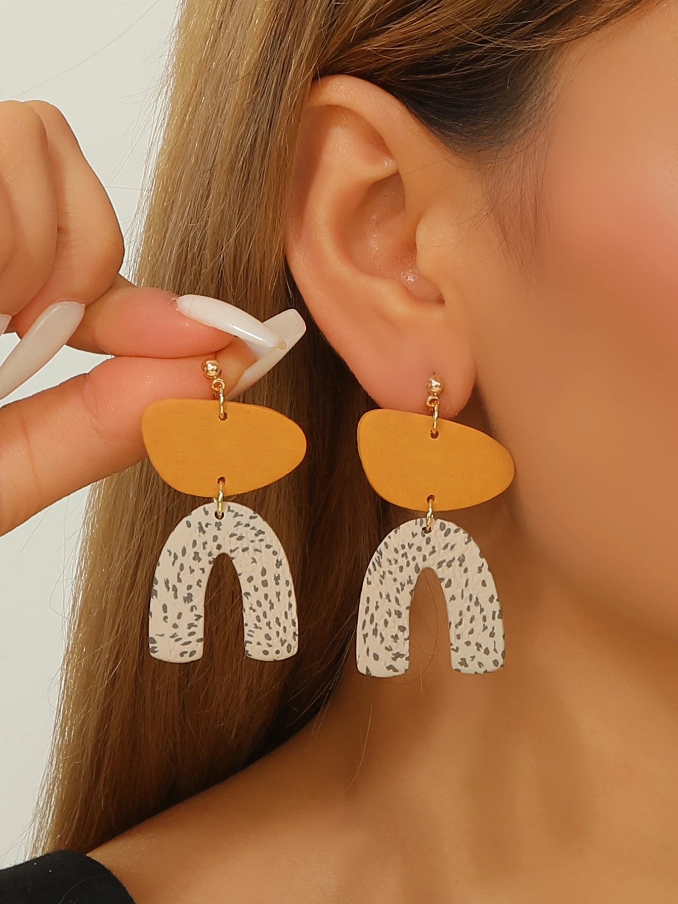 Polymer Clay Confetti Arch Statement Earrings Jewelry
