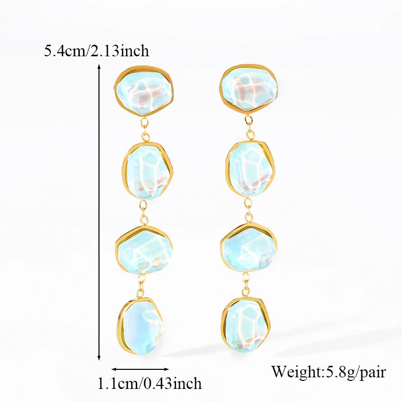 Blue Stone Gold Plated Drop Earrings Jewelry