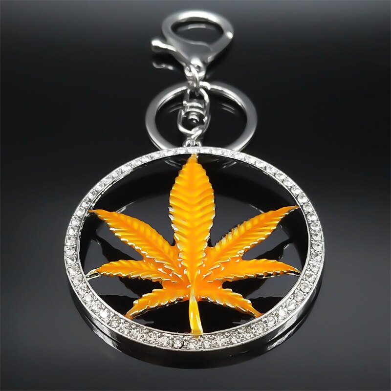 Fashion Crystal Keychain Maple Leaves Pendants Key Ring Alloy Multiple Colors Key Holder Bag Accessories Jewelry Souvenir Gifts