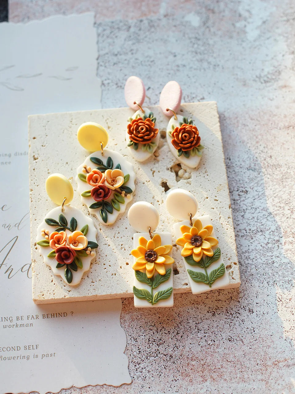 Clay Flower Cluster Egg Nest Earrings Jewelry