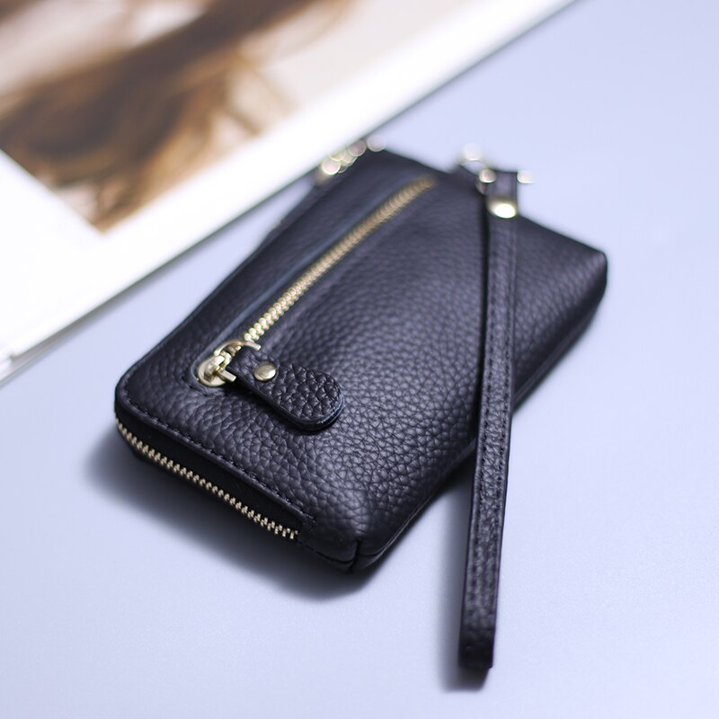 Wristlet Wallets for Women Coin Purse Genuine Leather Clutch Bags Ladies Money Credit Card Keychain Holder Short Wallet