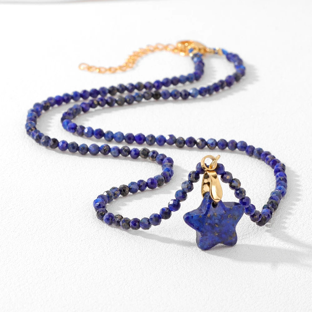Fashion Boho Beads Necklace Star Shape Natural Stone lapis lazuli Tiger Eye Quartz Beaded Choker for Women Men Jewelry Gift - Charlie Dolly