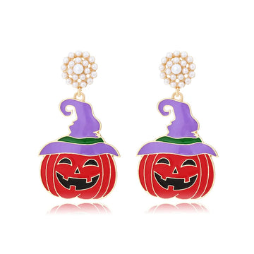 Metal Halloween Pumpkin Dangle Earrings for Women New Trend Design Jewelry Spooky Party Accessories - Charlie Dolly