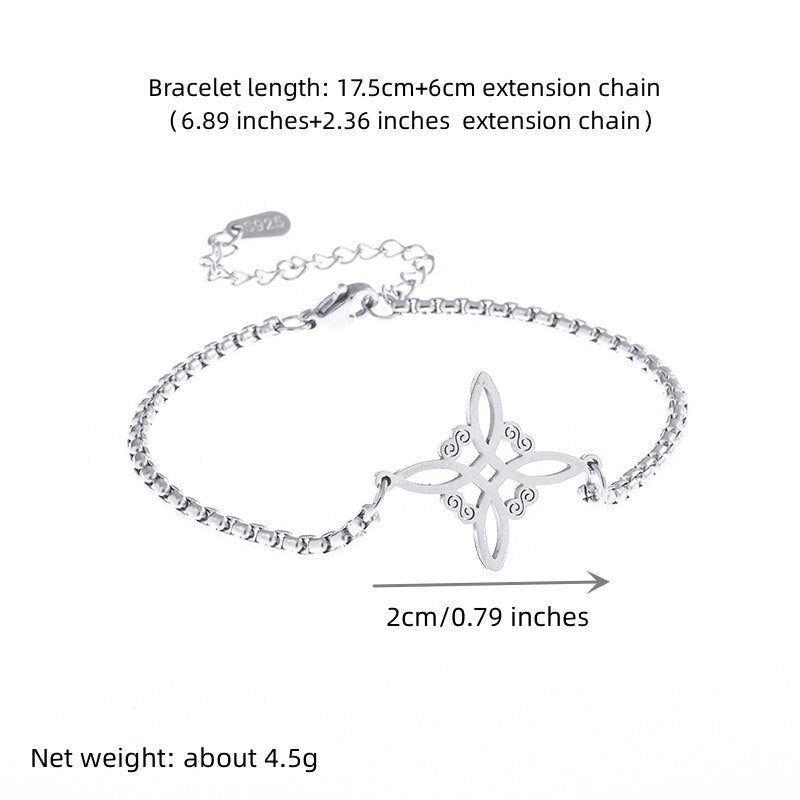 Silver Color Witch Knot Necklace for Women Stainless Steel Choker Necklaces Vintage Amulet Protection Supernatural Jewelry Sets