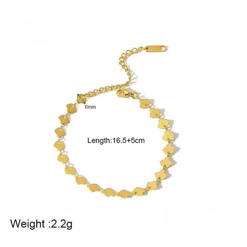 Golden Shell and Retro Flower Boho Bracelet