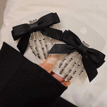 Halloween Bow Skull Clip Skeleton Ghost Hand Bone Hairpin Vintage Punk Gothic Personality Women Girls Hairclips Hair Accessories - Charlie Dolly