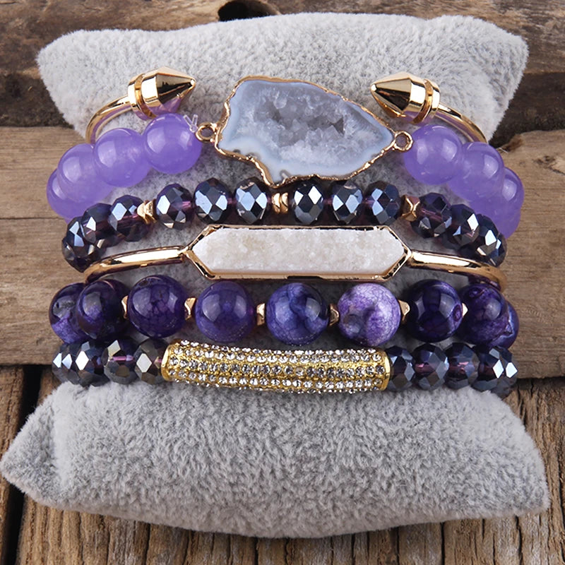 Fashion Boho Natural Stone Beaded Bracelet Jewelry Multi 6pc Stack Bracelet & Bangle Sets For Women Gift - Charlie Dolly