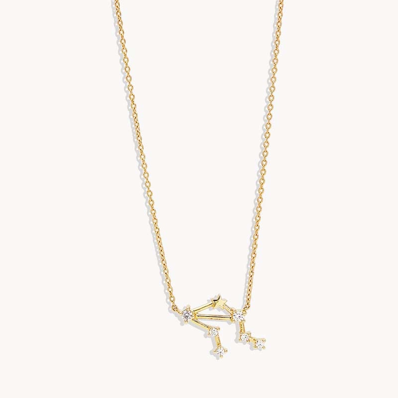 Aide 925 Sterling Silver Zodiac Sign 12 Constellation Pendant Necklaces Sparkling Zircon Charm Necklace for Women Birthday Gift