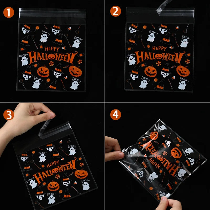 50PCS Halloween Candy Bags Halloween Party Decorations For Home 2024 Packaging Bag Pumpkin Party Ghost Halloween Decor Supplies - Charlie Dolly
