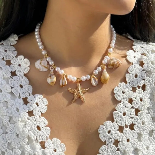 Shell, Starfish and Seahorse Polymer Clay Choker Set (3 Pieces)