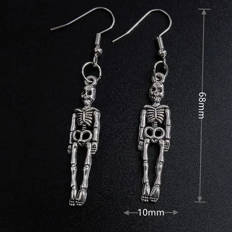 Earrings for Women Girls Drop Dangle Teens Charm Gift Party Simple Punk Cool Halloween Skull Cross Horror Skeleton Death Bat - Charlie Dolly