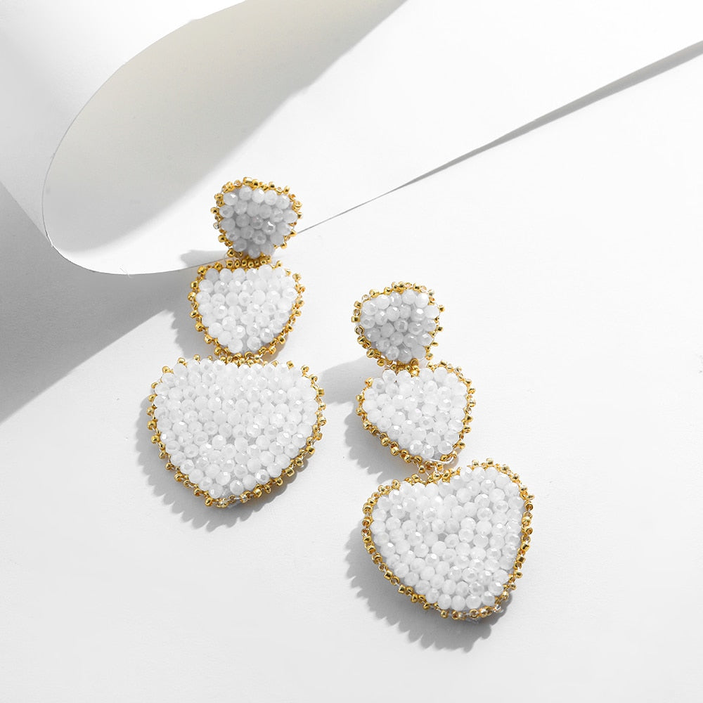 Bohemia Colorful Seed Beads evil eye Flower Drop Earrings For Women Handmade Tassel swan Statement Dangle Earrings Jewelry