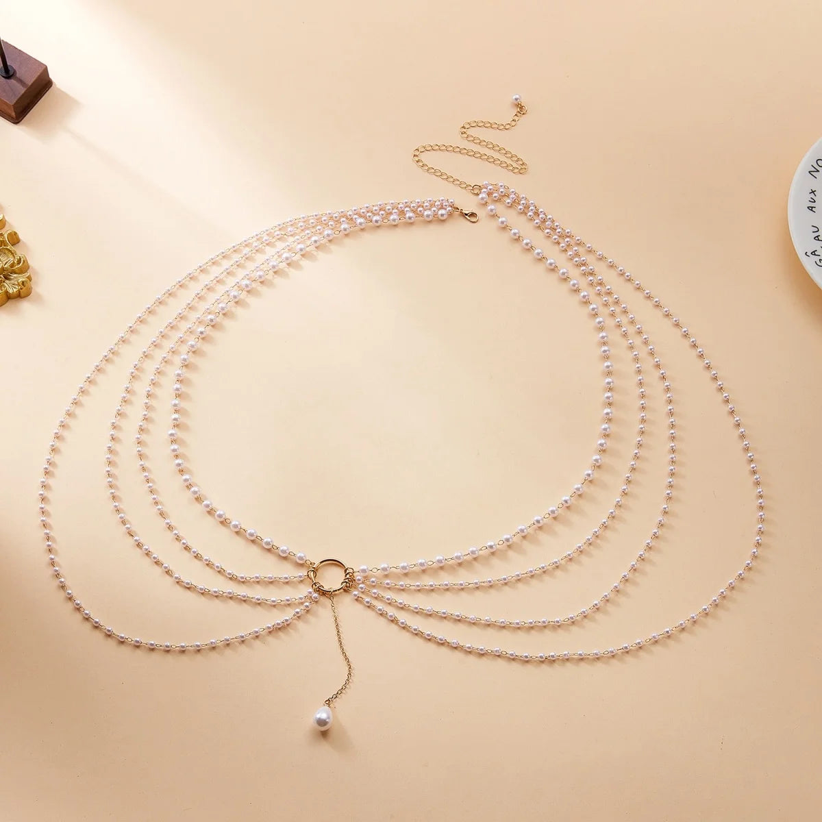 Baroque Imitation Pearl Multilayer Boho Choker and Body Chain