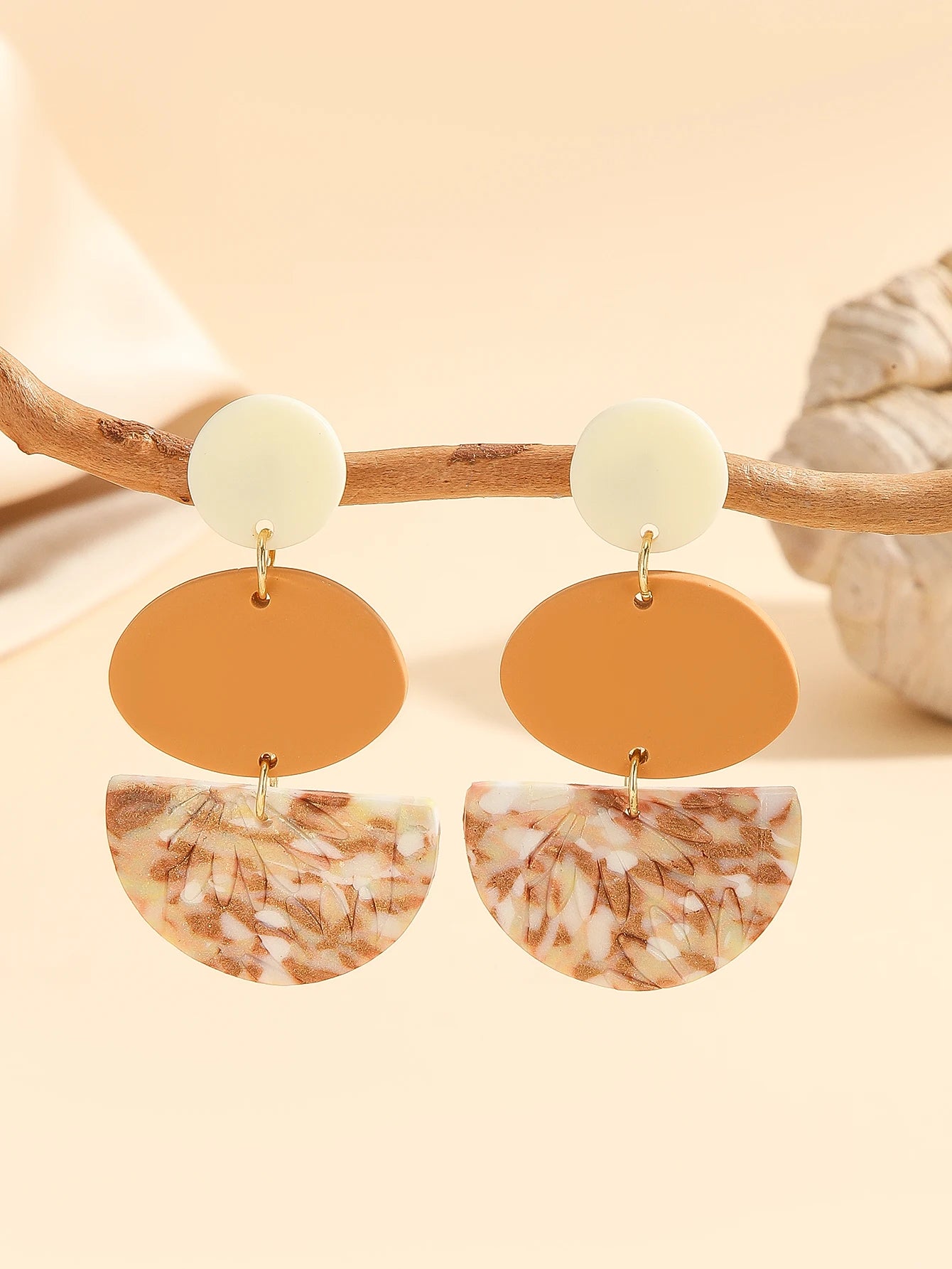 Woven Marbled Arch Teardrop Boho Earrings Jewelry