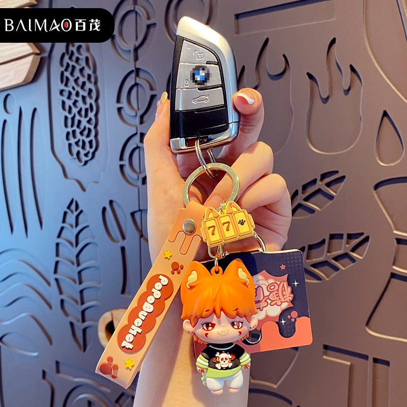 Fashion Beast Era Series Keychain Cartoon Anime Little Fox Characters Keyring Boyfriends Cute Doll Key Chain Bag Pendant