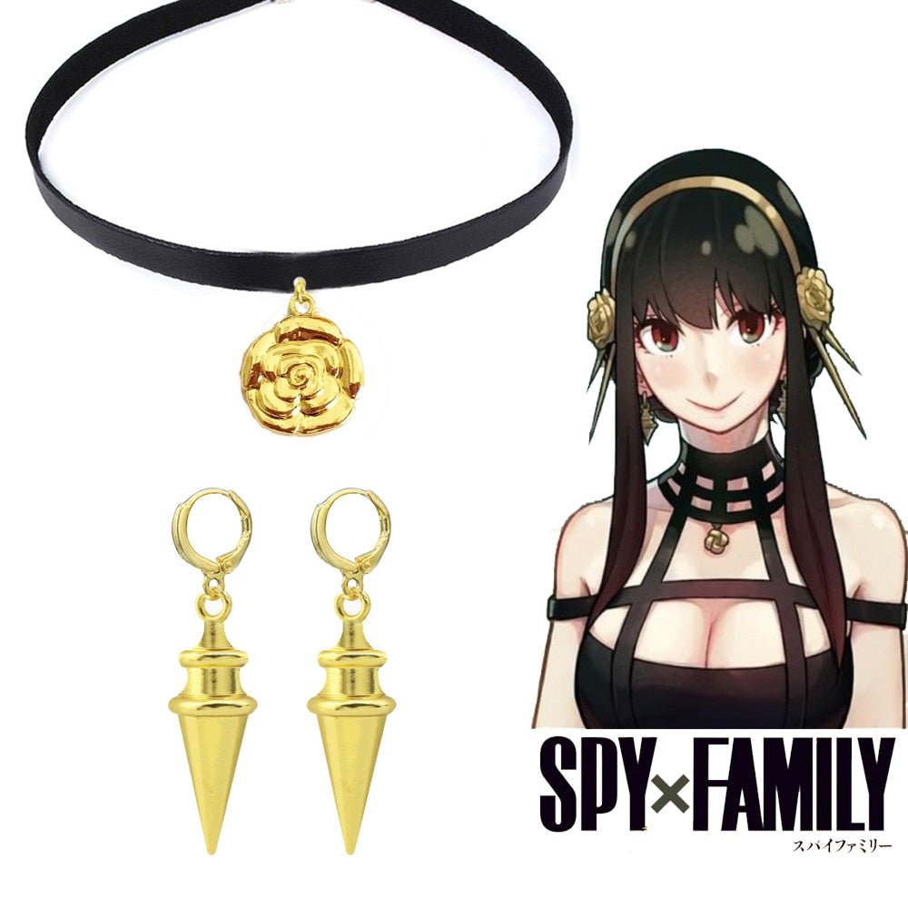 Anime SPY×FAMILY Yor Forger Cosplay Earrings Drop Golden Tapered Punk Women Ear Clips Fans Costumes Jewelry Gift