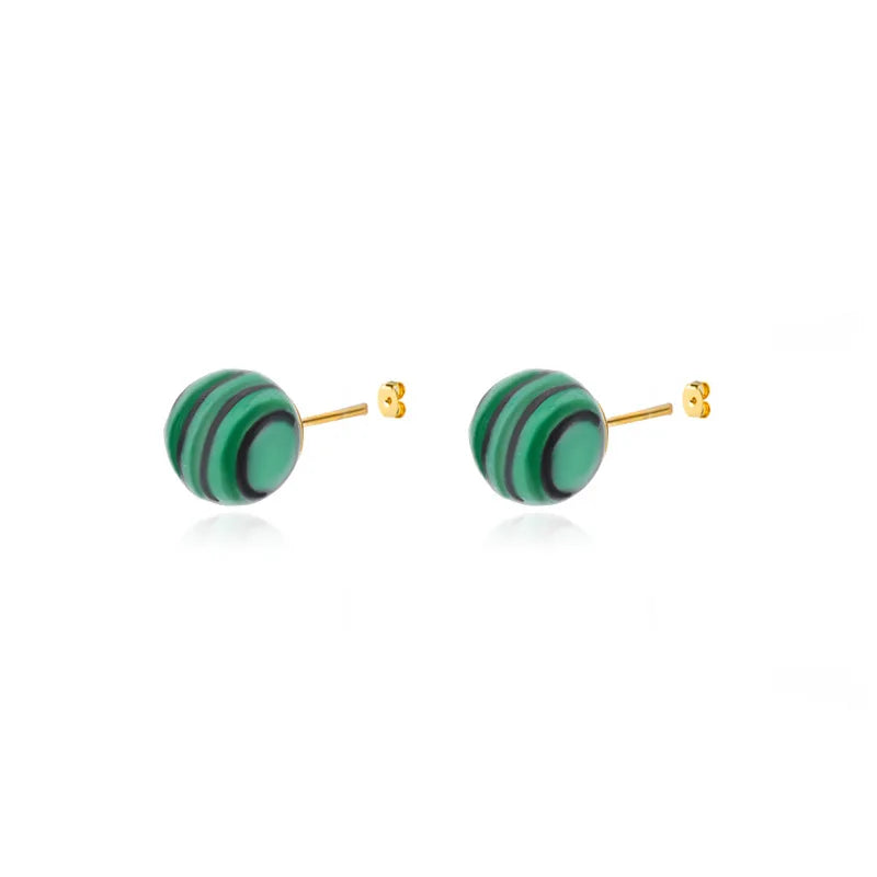 1 Pair Natural Stone Stud Earrings For Women Men Round Turquoises Tiger Eye Lapis Lazuli Beads Earring Fashion Jewelry Gift - Charlie Dolly
