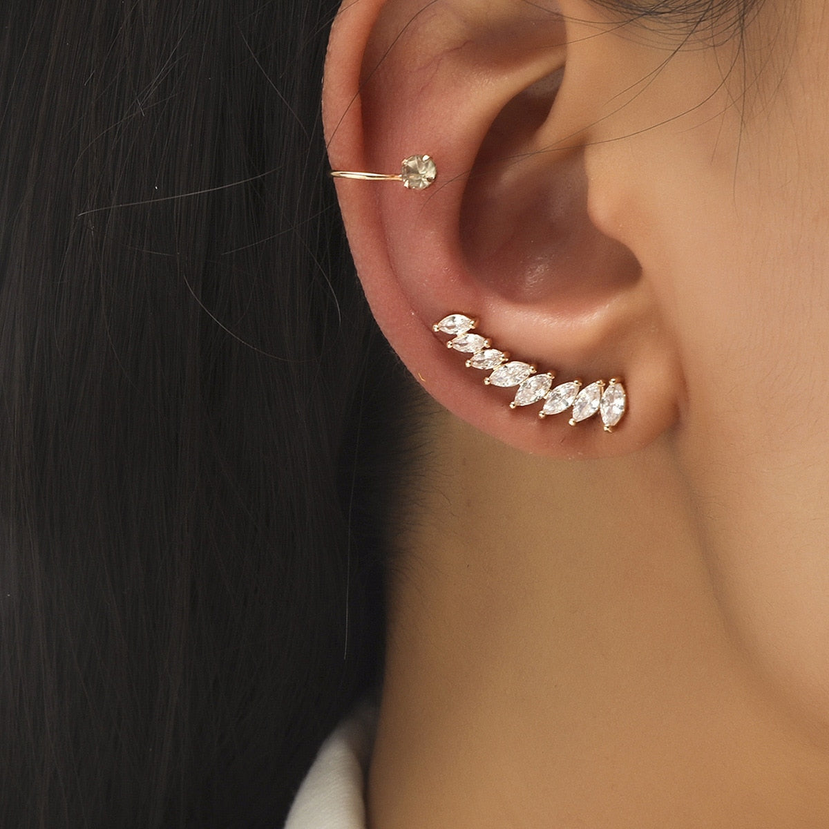 Trendy Bohemian No Piercing Crystal Rhinestone Ear Cuff Earrings for Women Wrap Stud Clip Earrings Girl Earrings Jewelry Bijoux