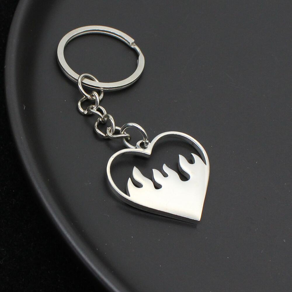 Funny Middle Finger Stickman Keychain Cute Titanium Steel School Bag Car Key Pendant Couple Trinket Gift Keyrings