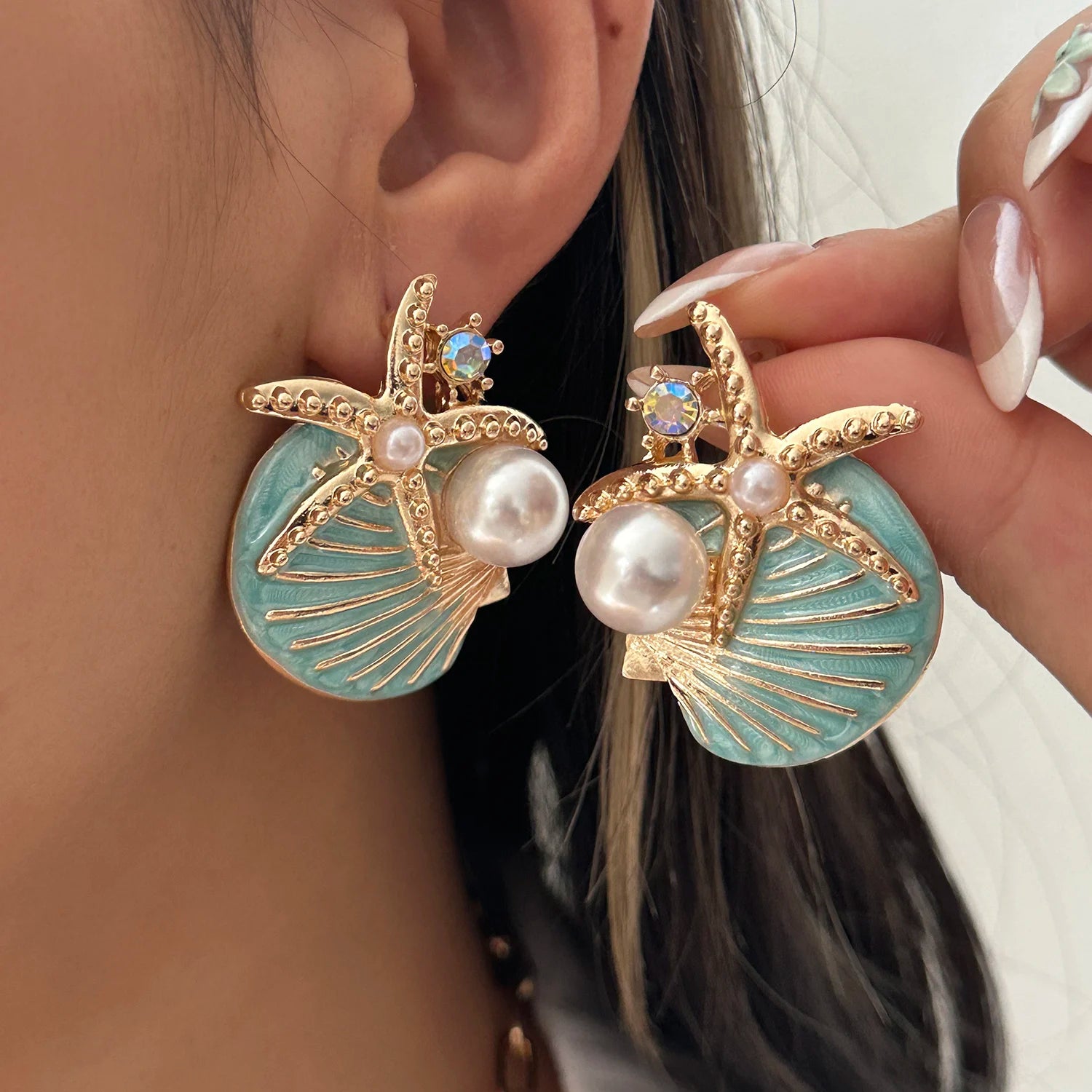 Starfish Shell and Coral Statement Necklace, Bracelet or Earring Set