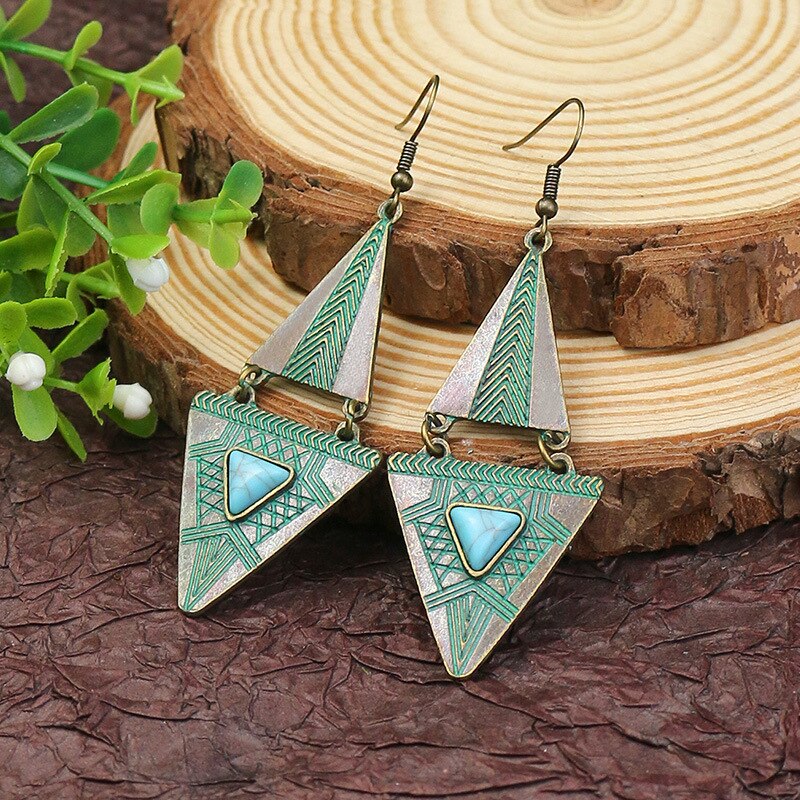 Exknl Big Long Drop Earrings for Women Geometric Bell Bohemian Cross Vintage Tassel Flower Earrings Fashion Jewelry Accessories