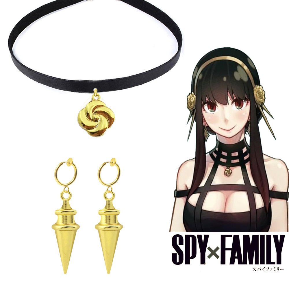Anime SPY×FAMILY Yor Forger Cosplay Earrings Drop Golden Tapered Punk Women Ear Clips Fans Costumes Jewelry Gift