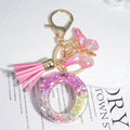 Cute Resin A-Z Initials Letter Keychain Pink Sparkle Butterfly Tassel Pendant Keyring for Women Girl Purse Handbags Jewelry Gift - Charlie Dolly