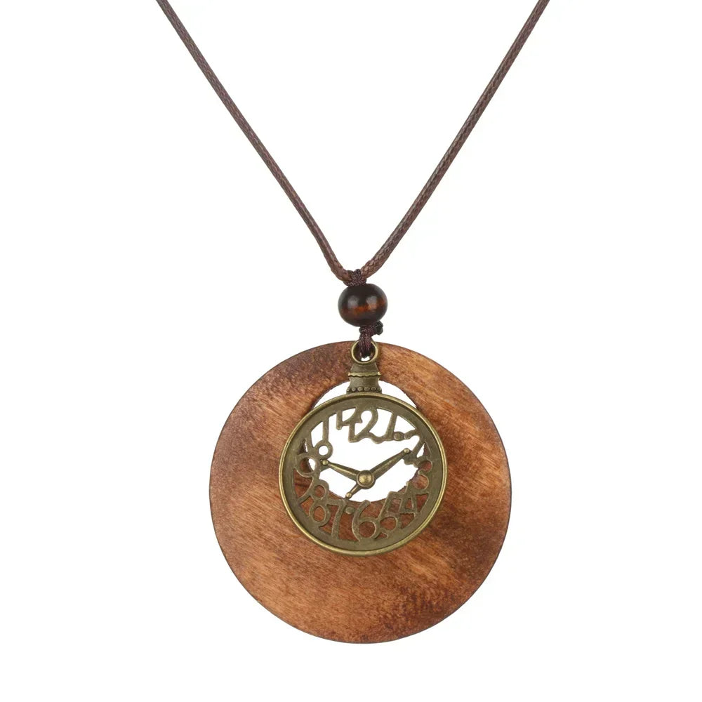 Nepal Wood Bead Mala Pendant Necklace Jewelry