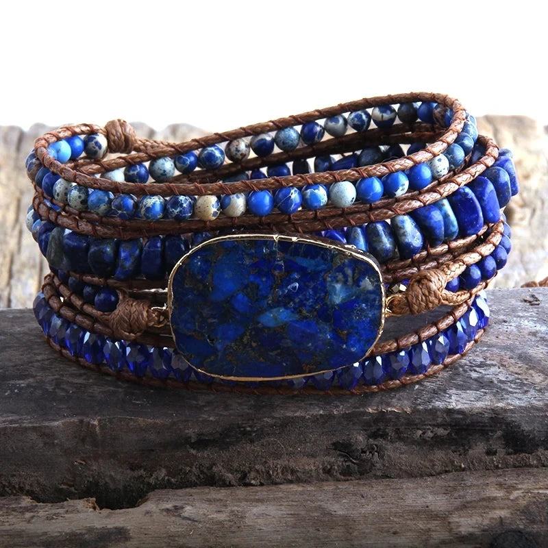 Mixed Stone Five Strand Wrap Bracelet