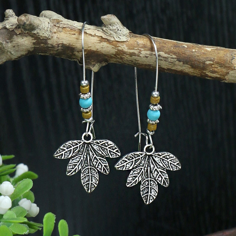 53 Styles Bohemian Vintage Tibetan Silver Geometric Drop Earrings For Women Ethnic Blue Stone Tassel Dangle Earrings Jewelry