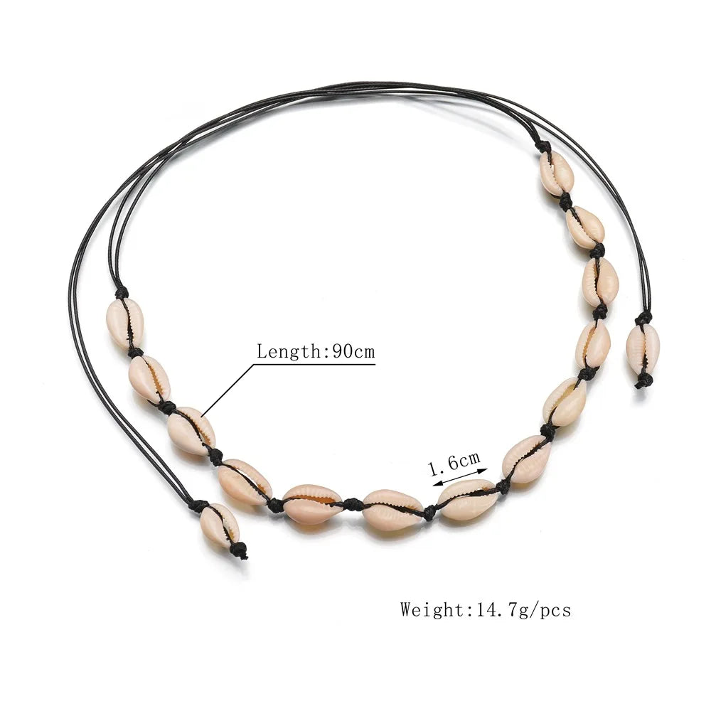 Chained Shell Pendant Boho Choker Necklace