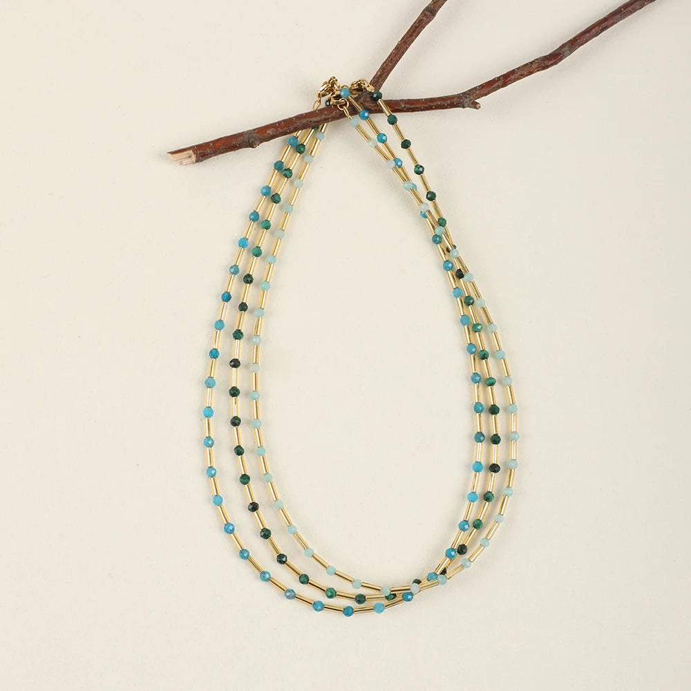 ZMZY Fashion Boho Necklace Women Jewelry Natural Stone Choker Healing Tiny Beads Clavicle Chain Crystal Agates Necklace - Charlie Dolly