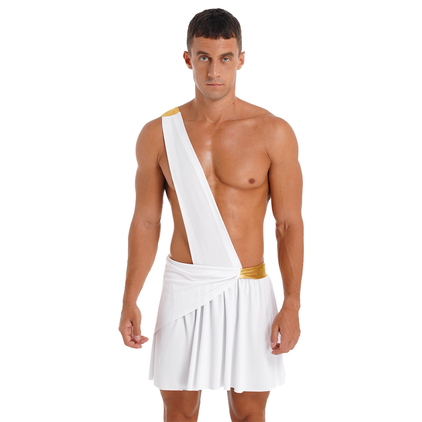 Men's Ancient Greek God Halloween Party Costume Cosplay One Shoulder Strap Skirts Knight Warrior Theatrical Performance Outfit - Charlie Dolly